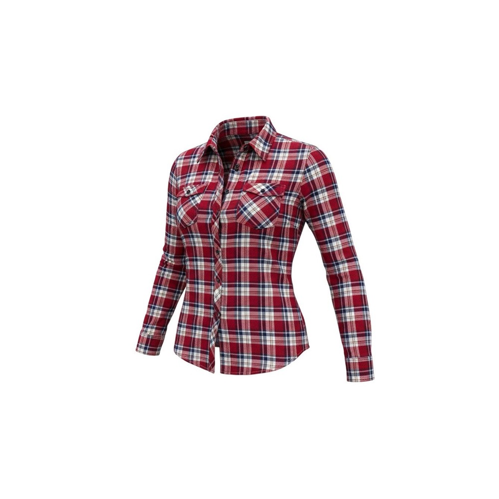 Bella D Plaid Button Down Shirt Womens Large Red White Blue Long Sleeve Flannel